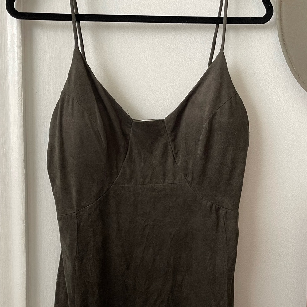 OLIVE SUEDE DRESS